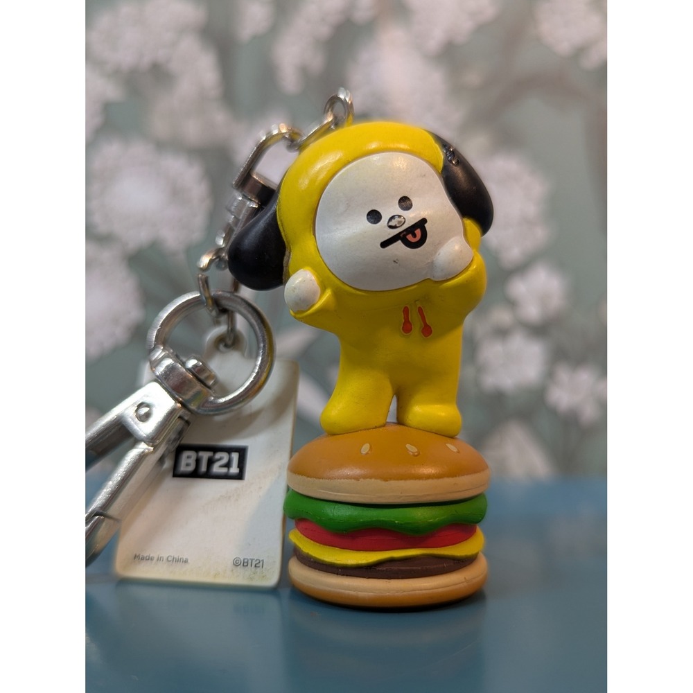 BT21 Chimmy Burger Keychain Line Friends BTS Jimin Character Figure Charm